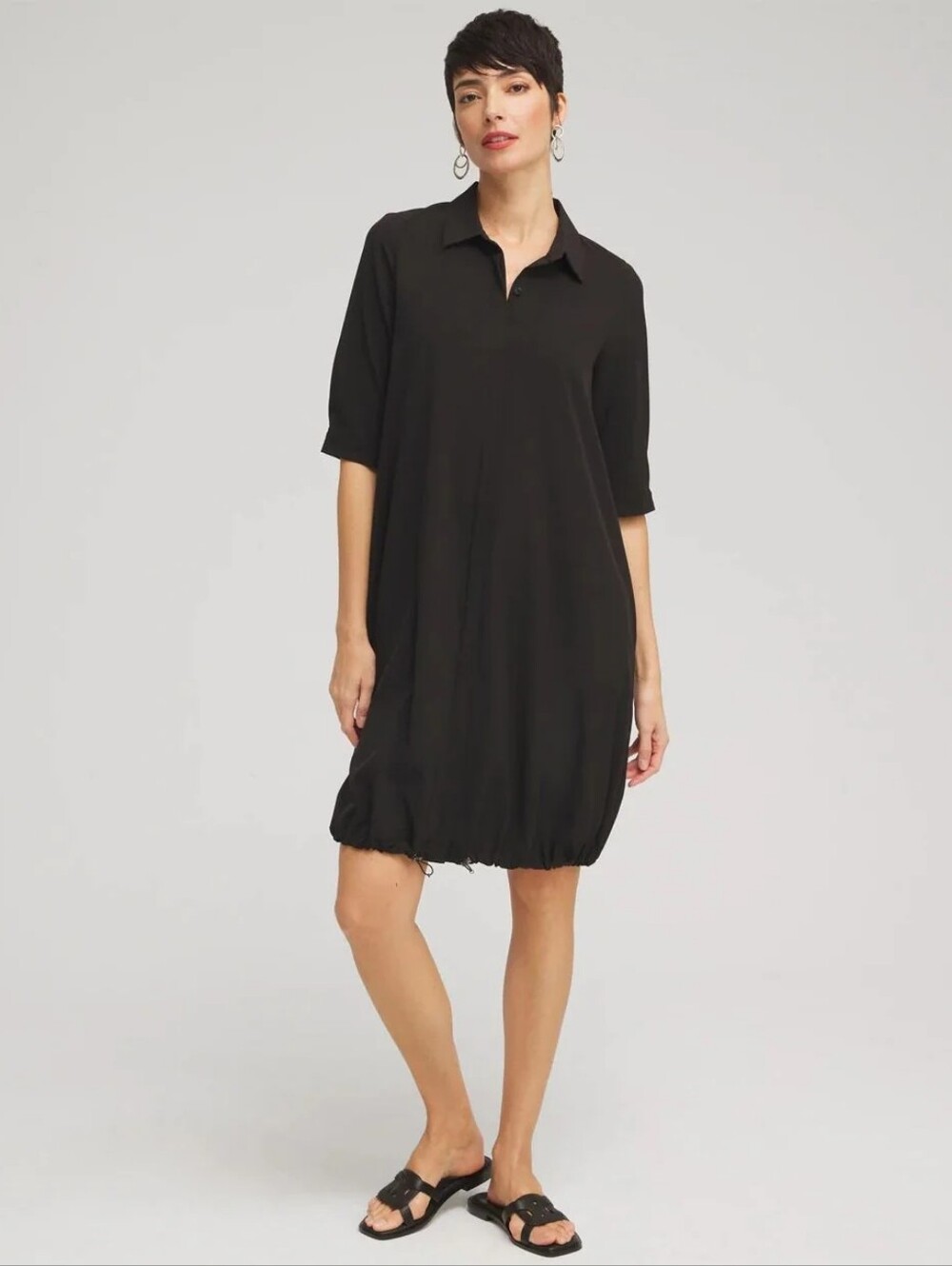 Chicos Zenergy Neema Bungee Unique Dress Black Short Sleeve UPF Size 3